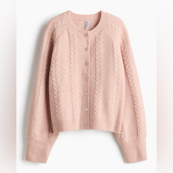 H&M Sweaters - Blush Pink Heather Cardigan Sweater | Crew Neck | Long Sleeves | L | NWT